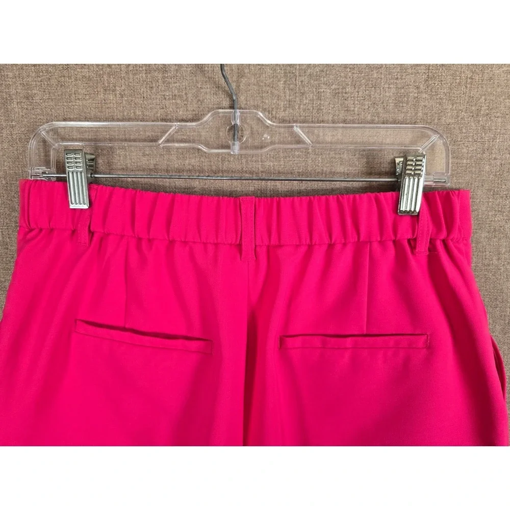 Love Tree Hot Pink Pleated High Waist Shorts Womens Large 6892PH Elastic Back